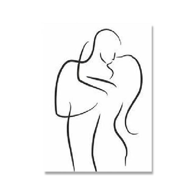 

Семейный портрет, художественная линия, абстрактное минималистское искусство, печать на холсте, современная живопись, украшение для гостиной, настенная живопись 21x30cm No Framed