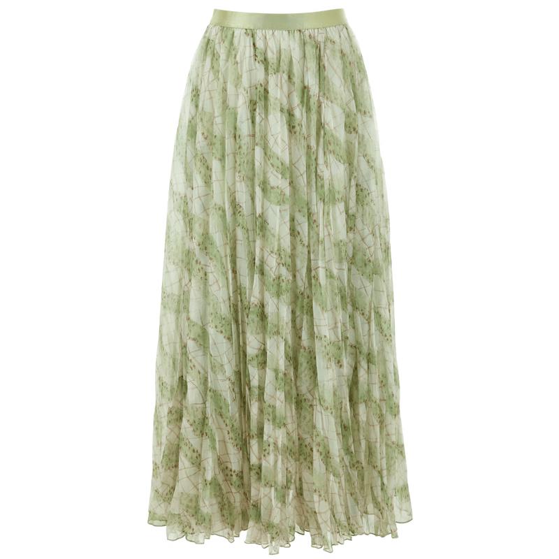 Women s High-Waist Printed Mesh A-Line Maxi Skirt M