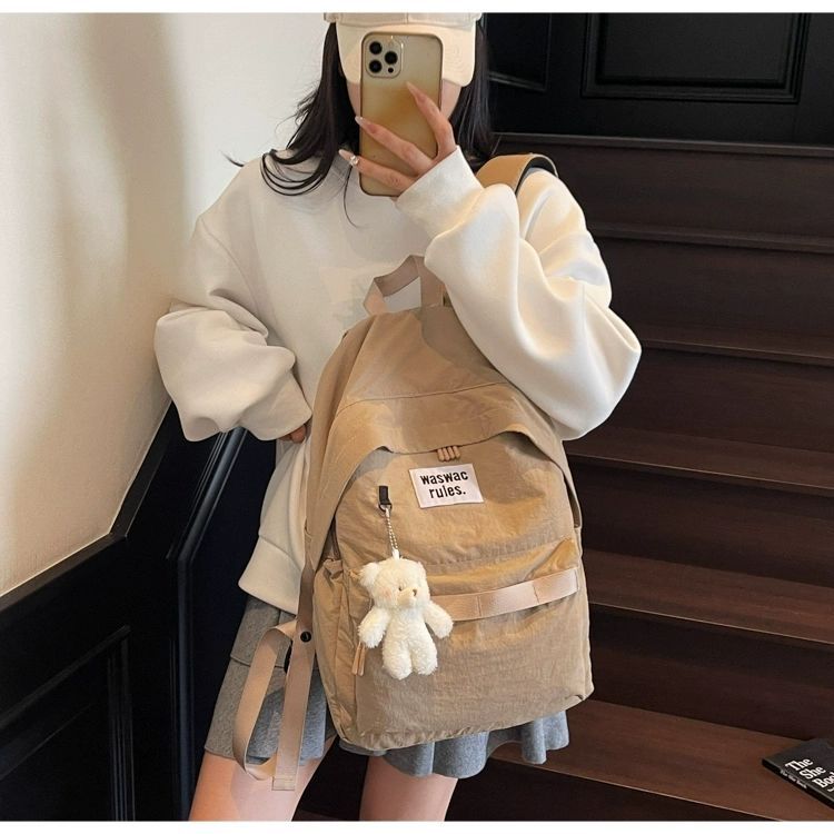 Simple All-matching Backpack Women Large Capacity Casual Junior High School Students Schoolbag Mountaineering Light Travel