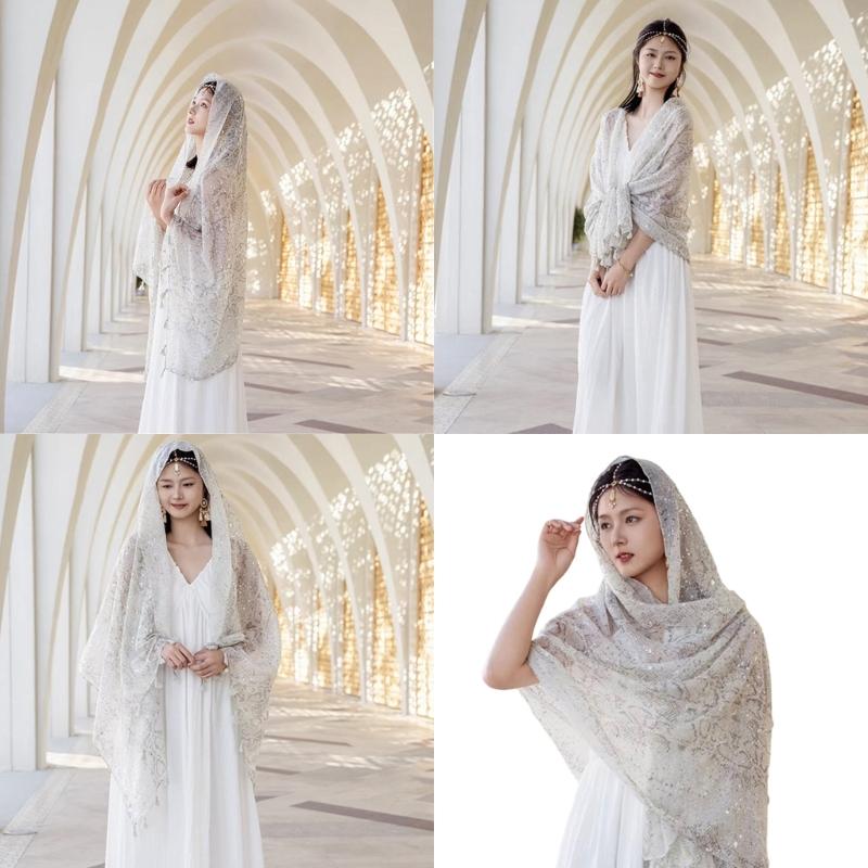 Elegant Light weight Scarf Shawl Wrap Fashionable Polyester Scarf Shawl for Social Event