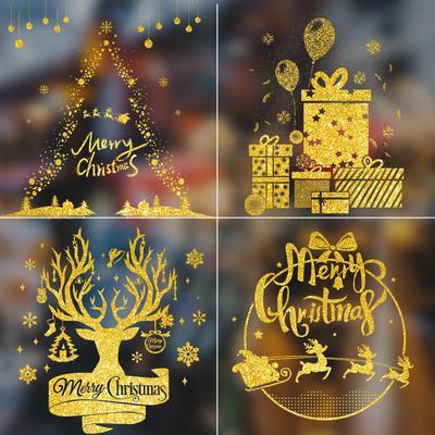 Glitzernde Weihnachtsfensteraufkleber - Abnehmbare festliche Glasaufkleber für Einkaufszentren & Supermärkte