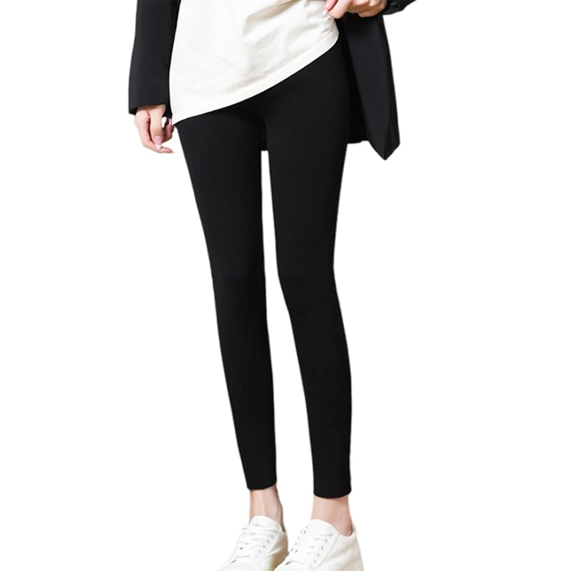 

[MOOKISOO] leggings ladies artificial cotton 9~10 minute length slim simple basic UV cut Plain color inner all seasons teeth Room wear underwear
