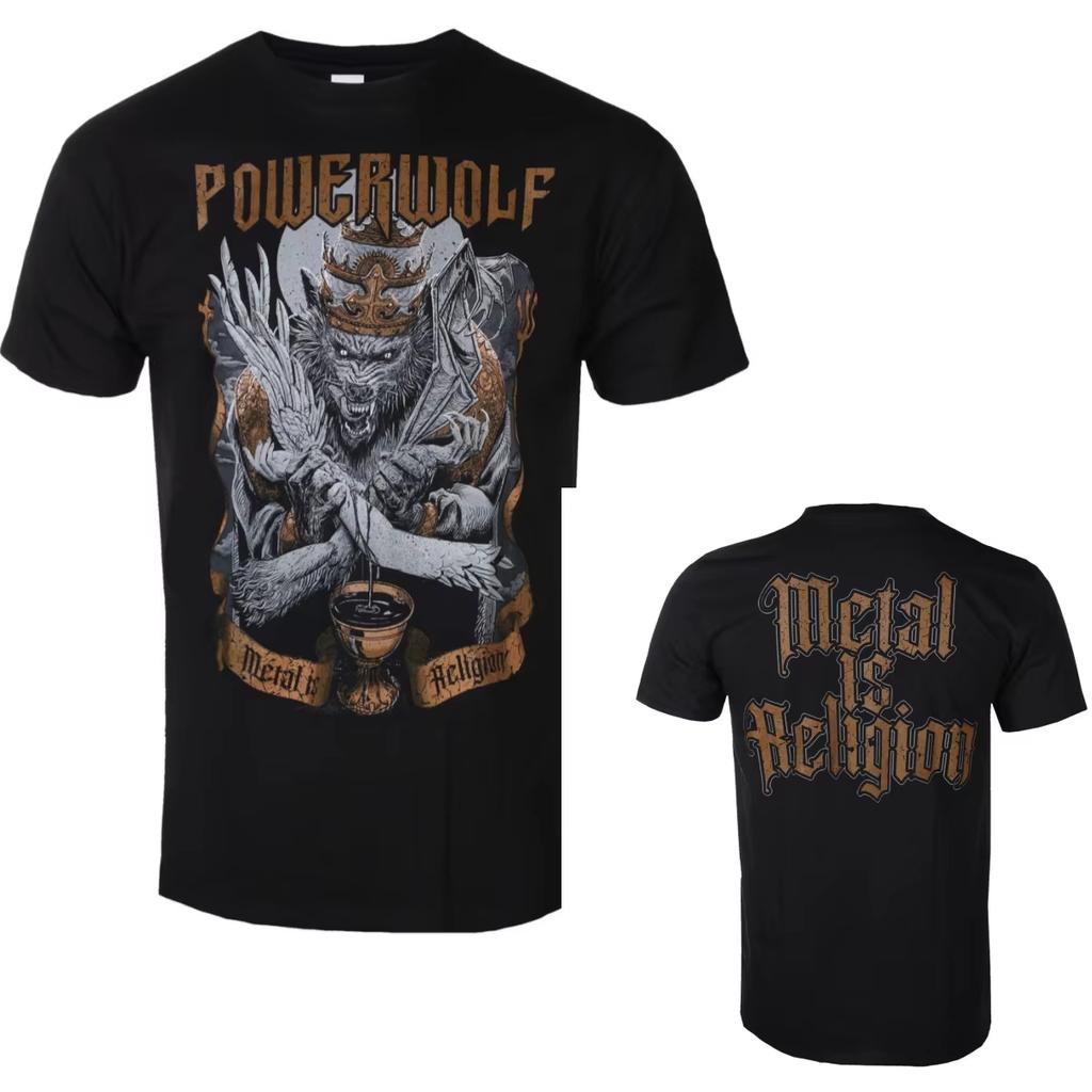 2026 Fit Letní Bavlna s Grafikou Powerwolf Tričko Unisex Letní Krátký Rukáv Módní Harajuku Hip Hop Punkové Tričko Y2K Streetwear Oversized Tričko