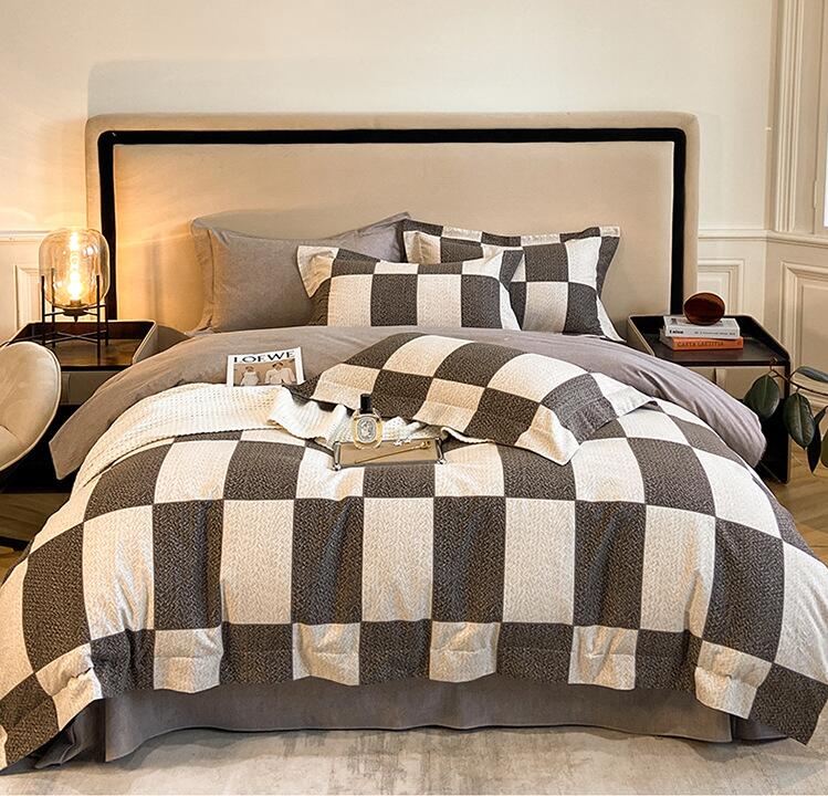 

100% Cotton Thickened Matted Four Piece Set 100% Cotton High Grade Quilt Cover Simple Nordic Windbed Products 4 piece Bed 180
