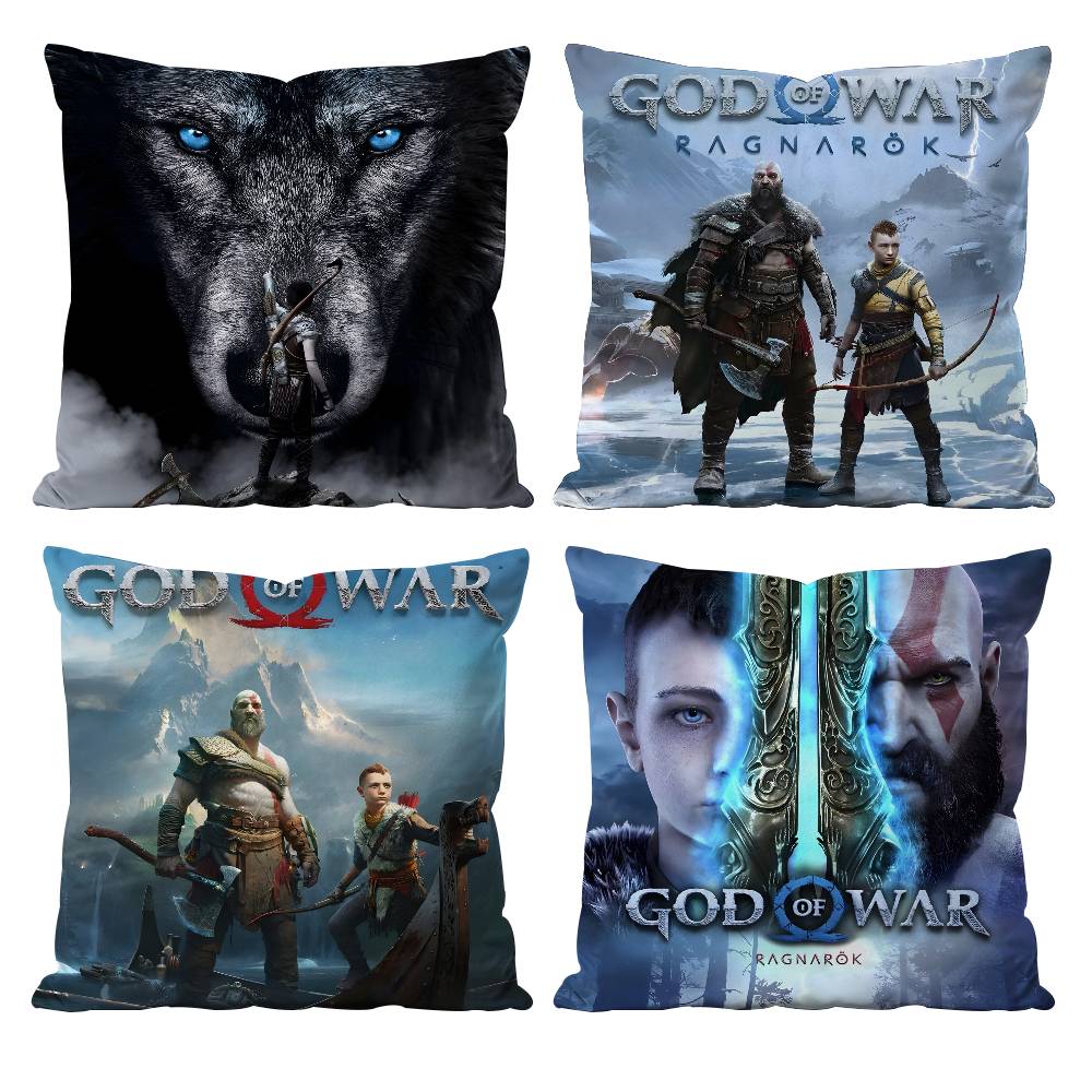 Anime G-God of W-War Ragnarok Pillow Case Anti-dustmite Pillowcase Invisible zipper silky short plush Sofa cushion cover