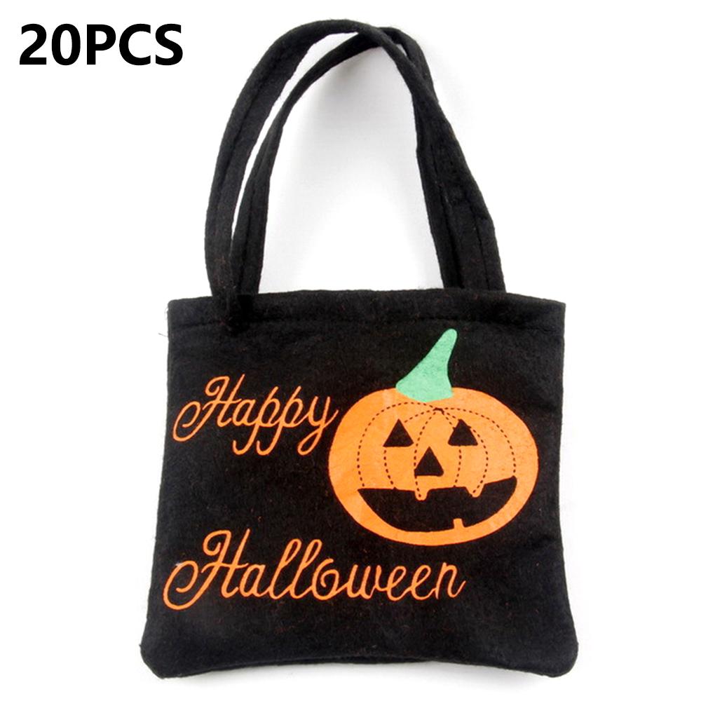 

PJ-WB01 20Pcs Halloween Non-Woven Treat Bags Tote Bag Reusable Party Gift Candy Bags for Kids A