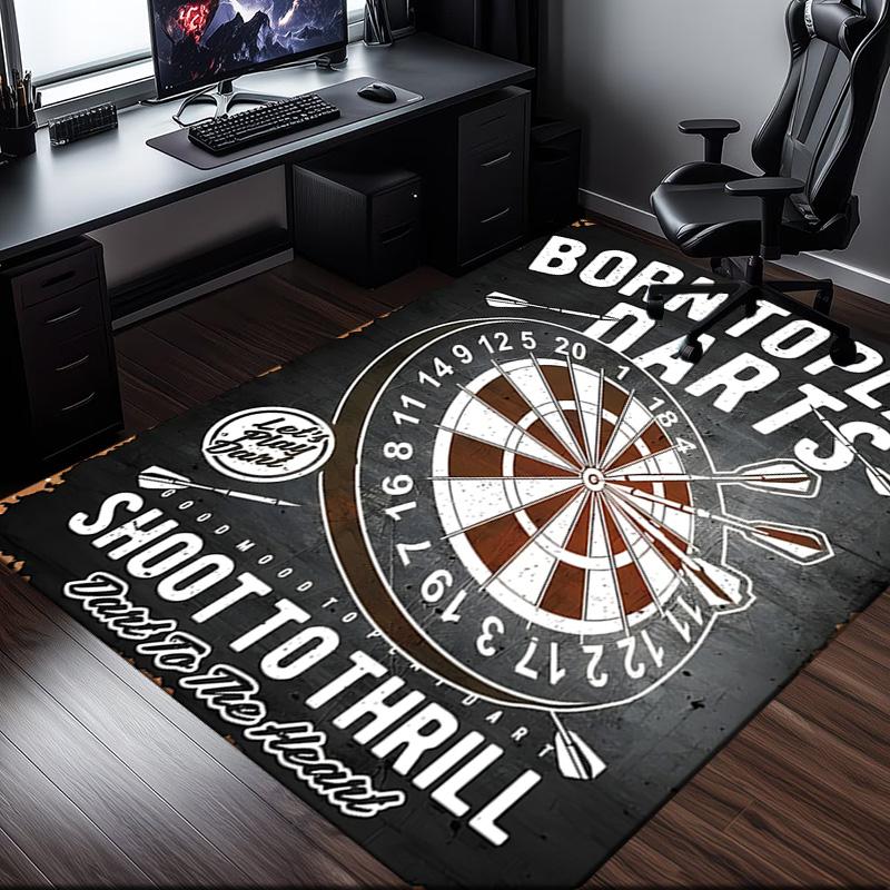 Throw darts Printed Rug Office Carpet Non-Slip Mat, Chair Rug Floor Covering for Gaming, Bedroom, Living Room , Home Decor Christmas Gift