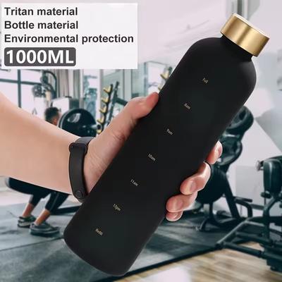 1L Large Capacity Water Bottle Copper Lid Plastic Water Cup with Time Marker Outdoor Sports Cycling Bicycle Bottle Student Cup