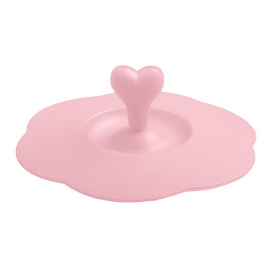 Cup Cover Food-grade Heart Handle Silicone Solid Color Anti-dust Cup Lid for Cup