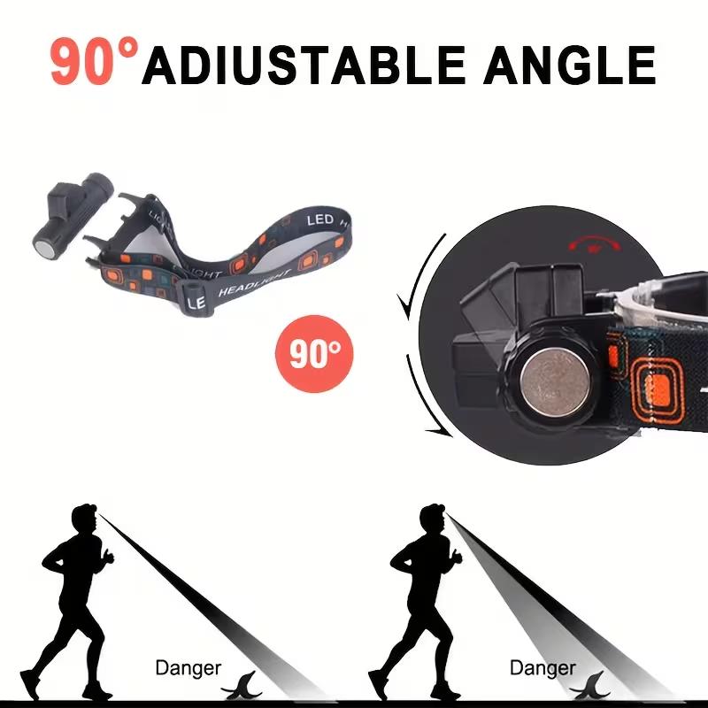 Super Bright LED Headlamp USB C Rechargeable Head Torch Magnetic Portable Head Flashlight for Camping Running Hiking Fishing