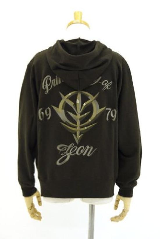 Толстовка на молнии с вышивкой эмблемы Зиона из Mobile Suit Gundam, цвет мох, размер: S