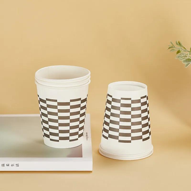 

2025 New 50pcs Disposable Cartoon Cute Cups White Thicken Durable Cups for Hot and Cold Drinks Household Party Office Coffee Cup