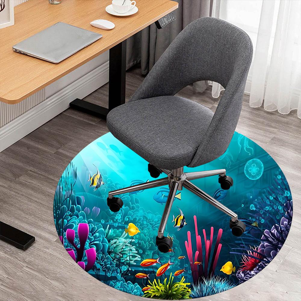 1 szt. podwodny ocean Okrągła mata na krzesło Dywanik - Antypoślizgowy, Mata podłogowa do biura, sypialni i dekoracji wnętrz c1125119