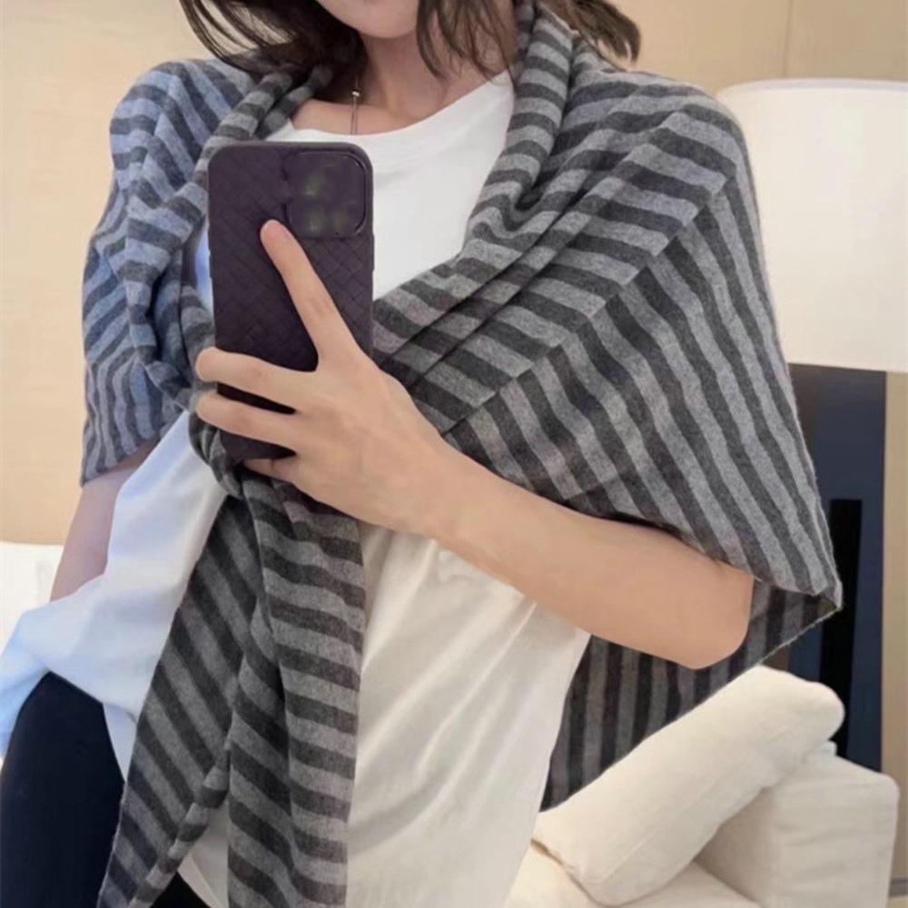 Solid Color Triangle Shawl Striped Cross Scarves Retro Large Wraps Clothing Accessories