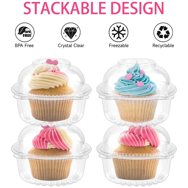 10/50PC With Lids Birthday Clear Dessert Packaging Cupcake Holder Wedding Donut Muffin Cake Container Dessert