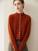 Women's Autumn/Winter 2026 Pure Cashmere Single-Breasted Cardigan - Half-High Neck, Rolled Edge, Gentle Style Base Layer