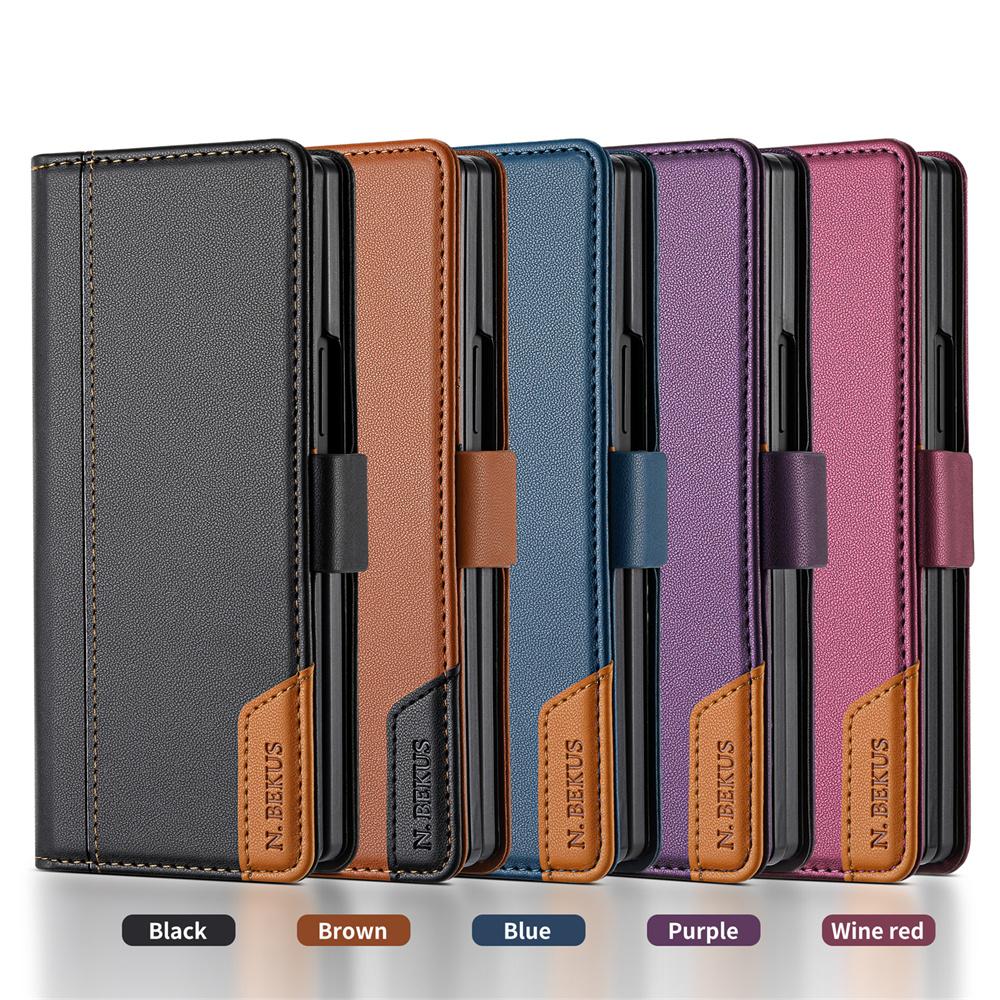 Luxury Leather RFID Wallet Cards Solt Phone Case for Samsung Galaxy Z Fold 7 6 5 4 3 Fold6 Fold7 Flip Magnetic Protective Cover