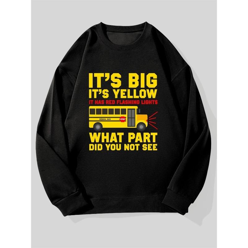 Men's Casual Round-Neck Sweatshirt with A Big Yellow Pattern,Long Sleeve Top, Smooth Soft Breathable, Suitable for Home and Outdoor