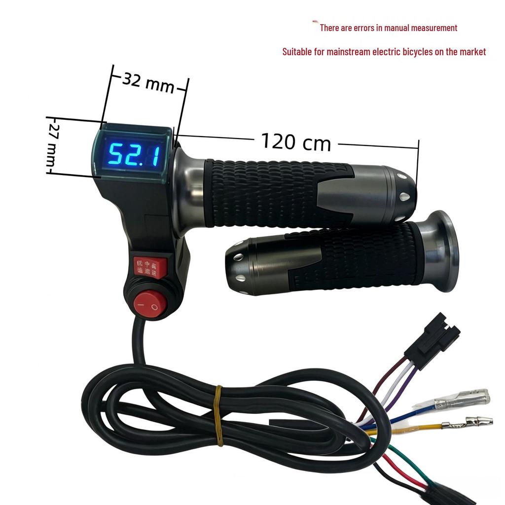 Blue Display Electric Vehicle Throttle Grip with Rice Grain Switch & 3-Speed Voltage Control