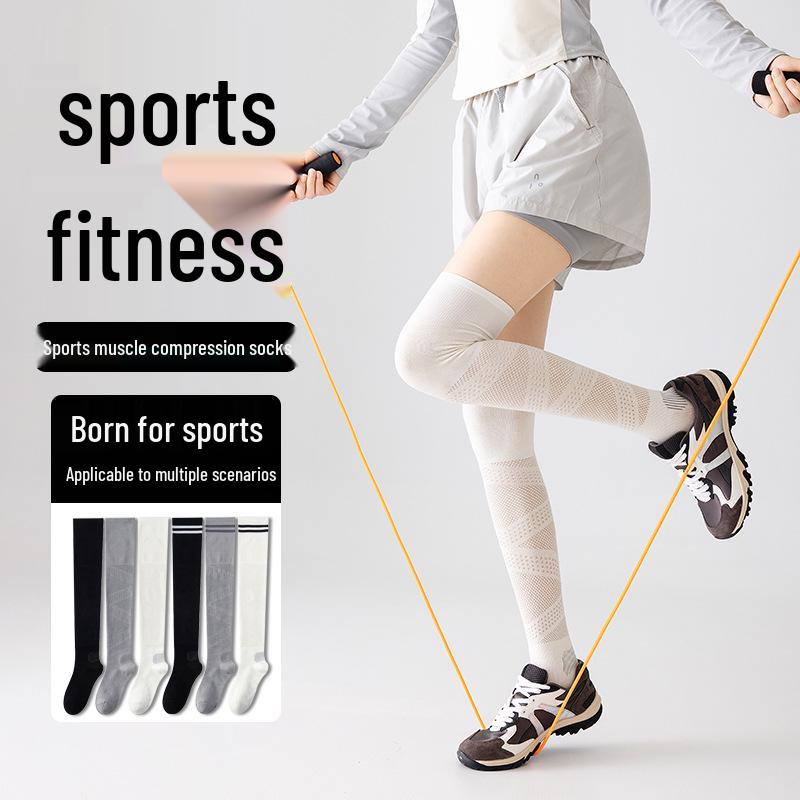 Women's Breathable Mesh Over-the-Calf Socks for Running, Cycling, Badminton, and Fitness - Spring/Summer Style