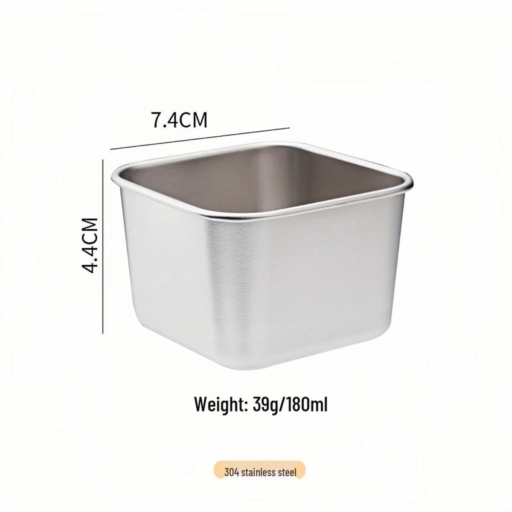 304 Stainless Steel Sauce & Salad Dressing Container with Silicone Lid - Leakproof Square Snack Lunch Box