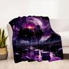 Purple Dice Fantasy Landscape Wall Art PrintBlanket Flannel Throw Blanket for Sofa, Bed, Travel, Camping, Office