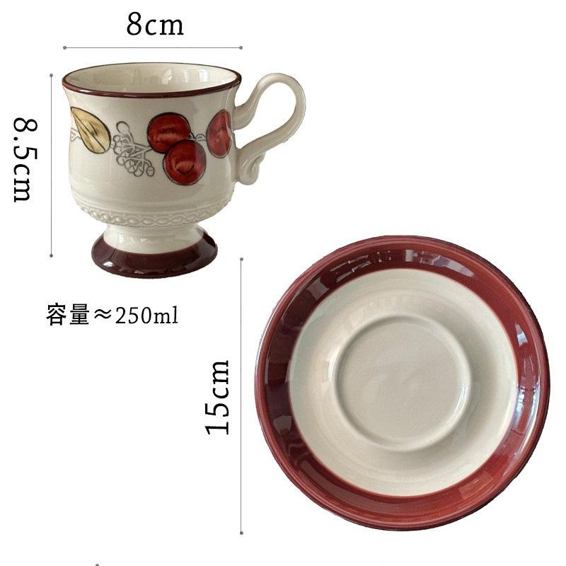 

Medieval Style Ceramic Coffee Cup and Saucer Set Light Luxury Premium Afternoon Tea Mug Latte Cup 250ml