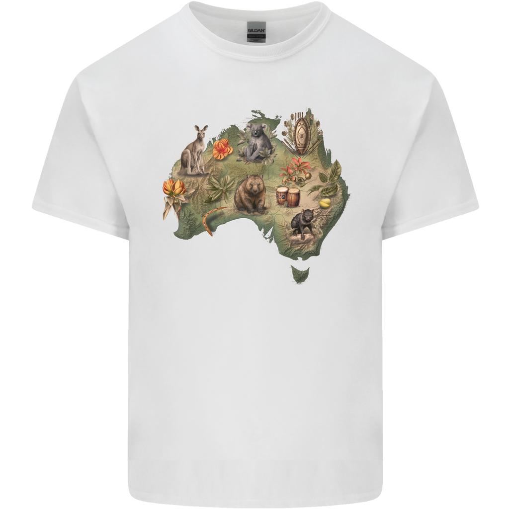 Australia Cultural Map Widlife Koala Kangaroo Unisexs Light Cotton TShirt