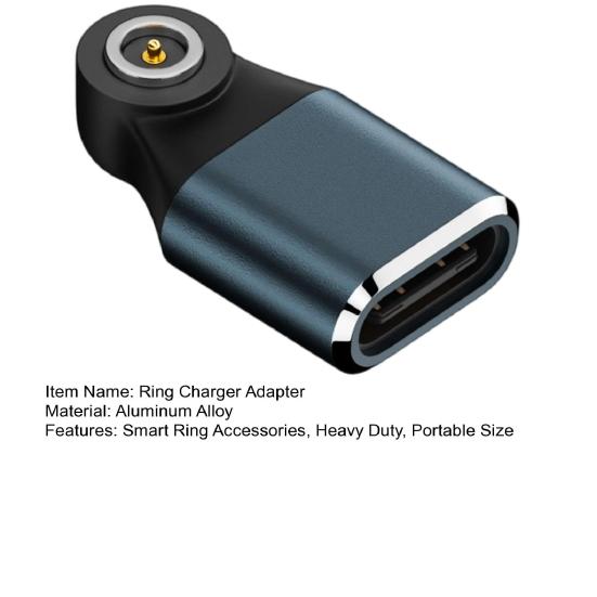 Smart Ring Charger Adapter Aluminum Alloy N52 Magnetic Type-C Female Smart Ring Charging Converter Connector Smart Ring Accessories