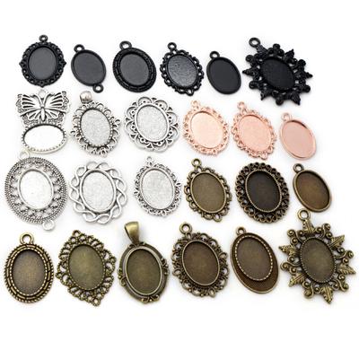 10pcs 13x18mm Inner Size 4 Colors Simple Style Cameo Cabochon Base Setting Charms Pendant Necklace Findings-