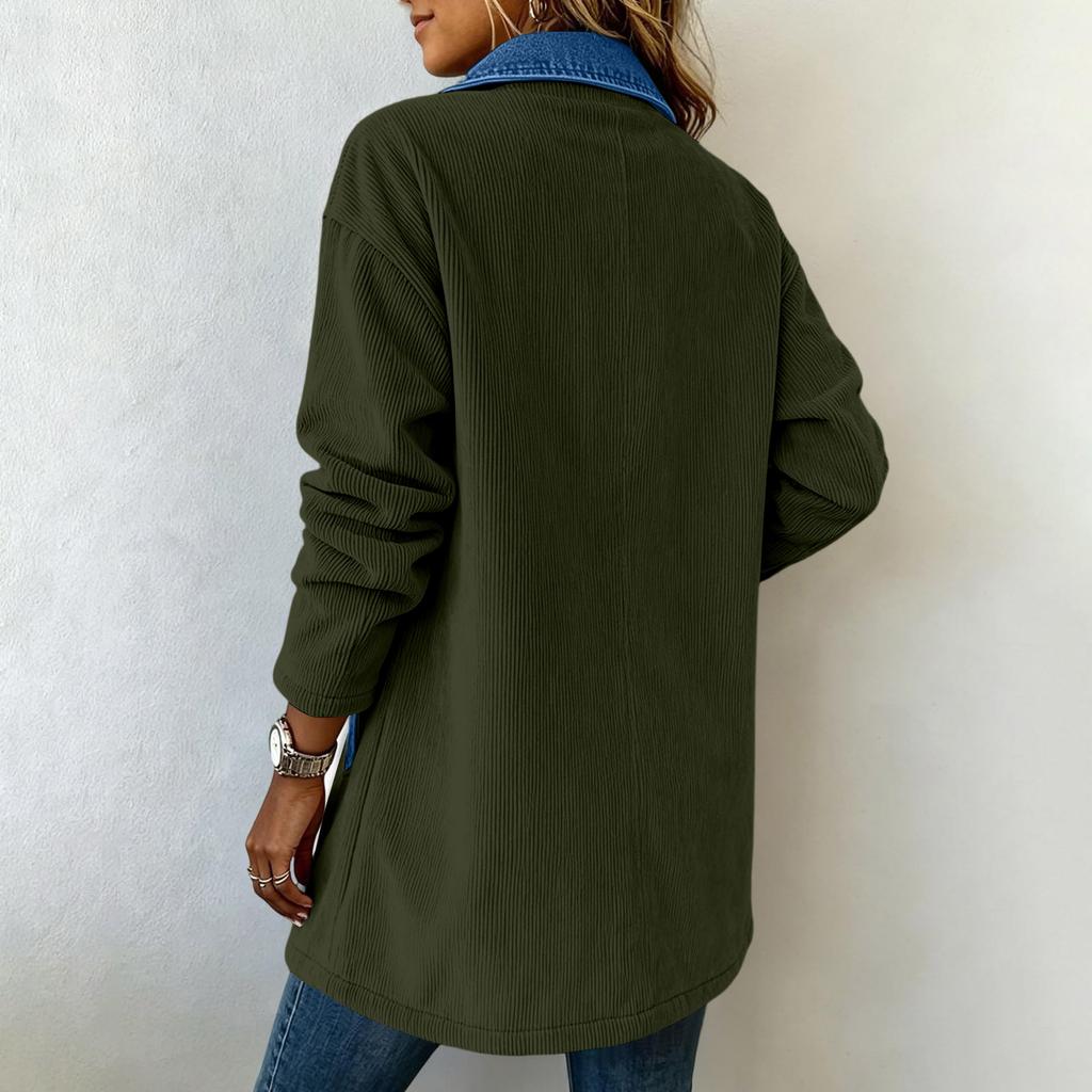 Women's Casual Denim Patchwork Jacket for Daily Wear