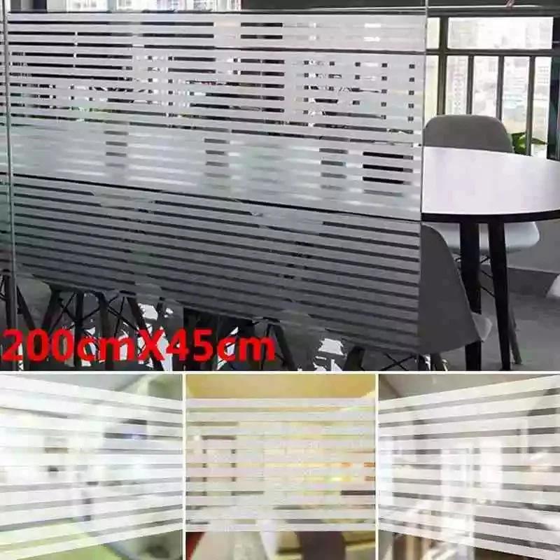 Horizontal Stripe Glass Stickers Office Bathroom Decorative Film Static Adhesive-free Glass Decorative Window Film