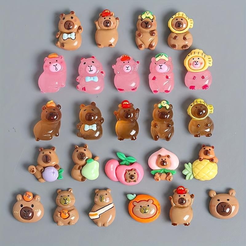20 Mixed Capybara & 1 Suitcase,Colorful Fun Glow-in--Dark Cute Cartoon Capybara Ornaments, Fantasy Cartoon Animal Pendants Crafts