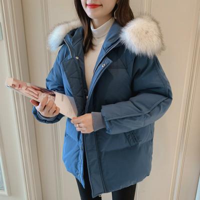 Women's Down Cotton-padded Clothes New Year's Women's Large Fur Collar Cotton-padded Jacket Loose Bread Clothing Thickened Jacket Short