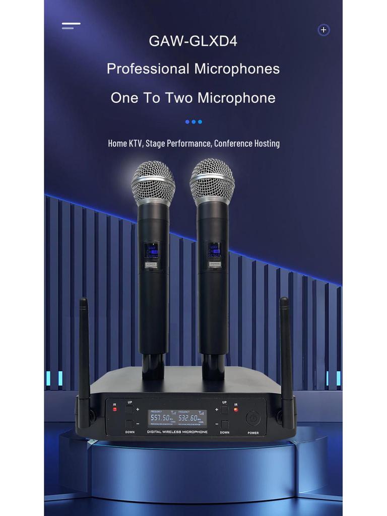 8Recordio GAW-GLXD4 Kabelloses Anti-Feedback Mikrofon Duo für Bühnen-/KTV-Auftritte