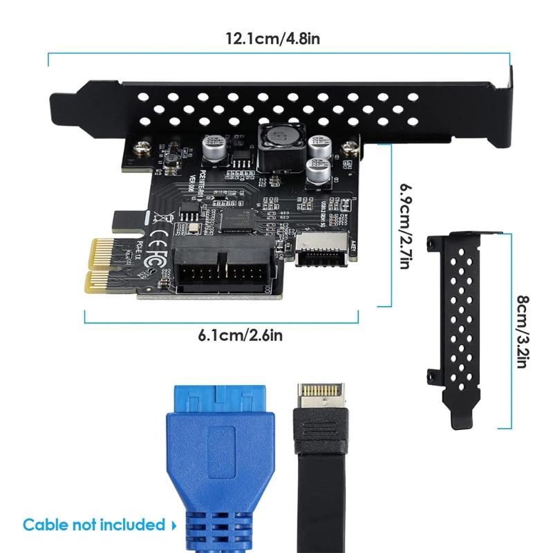 PCI-E 1X to USB3.2 pansion Card PCI-Express 3.0 r Card USB 3.2 Gen1 TYPE-E A-KEY USB 3.0 20Pin Connector