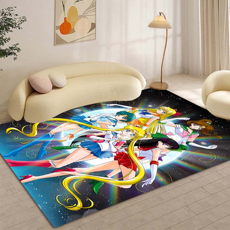 High-definition 3D Sailor Moon anime rug, suitable for bedrooms, living rooms, home sofa decoration, large decorative rug, and