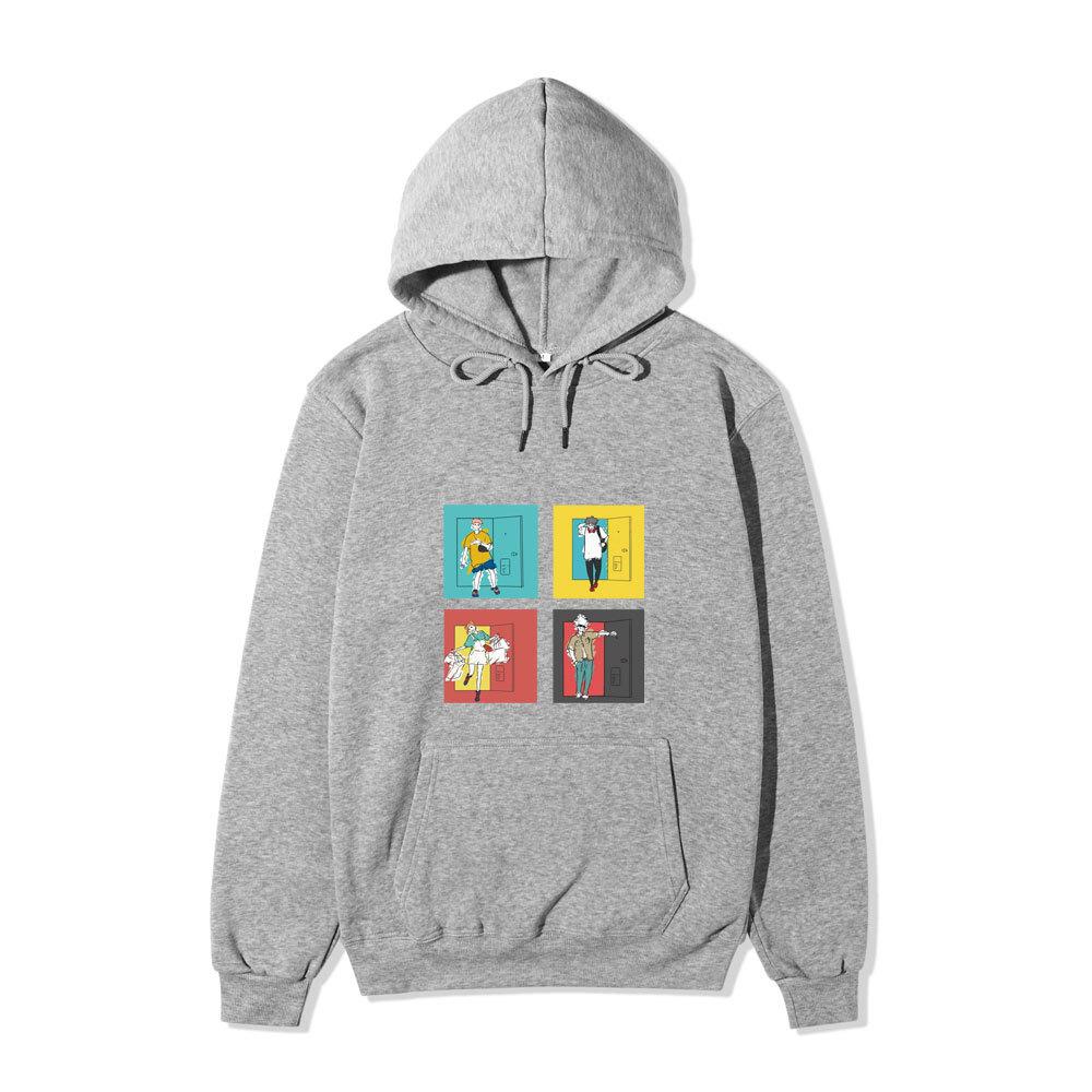 Anime Jujutsu Kaisen Ending Scene Printed Hoodie Loose Warm Fleece Sweatshirt Autumn Winter Minimal Street Pullover