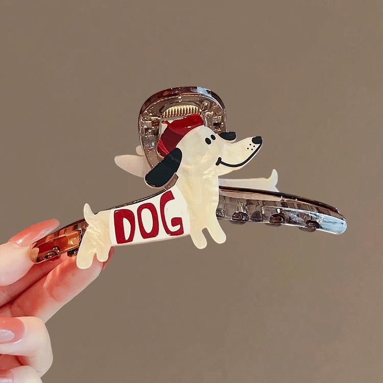 Adorable Large Puppy Claw Hair Clip for Women - 2024 Transparent Grey Shark Clip with Advanced Sense and Stylish Temperament.