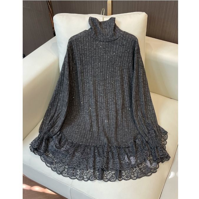 Women's Autumn Lace-Paneled Slimming Casual Top