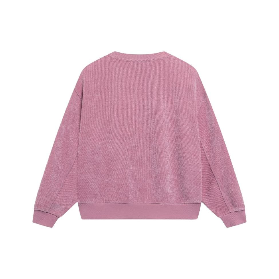 Li-Ning Pure Color Loose Pullover Sweatshirt Women Tops Light-Rose-Red AWDT026-8