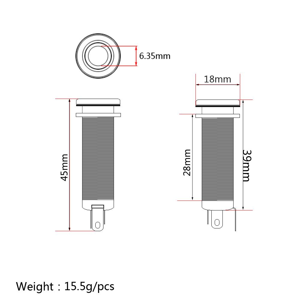 Gitarren-Tonabnehmer Ersatzteile Kupfer Endpin Stecker Gewindezylinder Buchse für DIY Reparatur