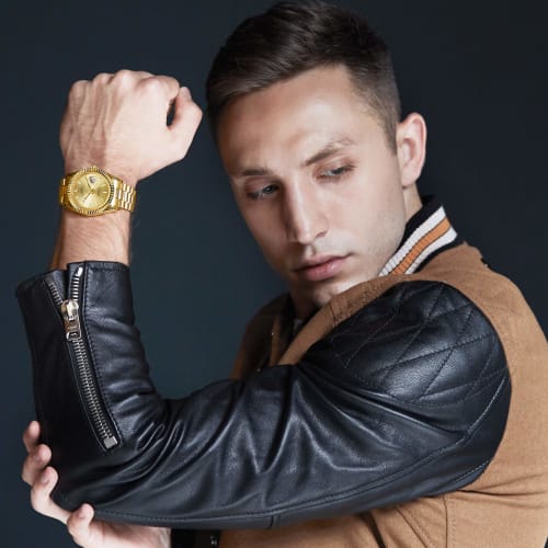 BUREI Pánské vodotěsné křemenné analogové hodinky se zlatou luminiscenční úpravou, jednoduché a oblíbené pro obchod i módu, ideální jako dárek k narozeninám