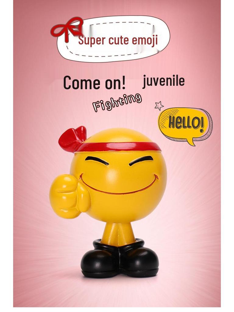 Ha Hu Emoji Bobblehead Car Ornament: Cute Cartoon Interior Decoration.