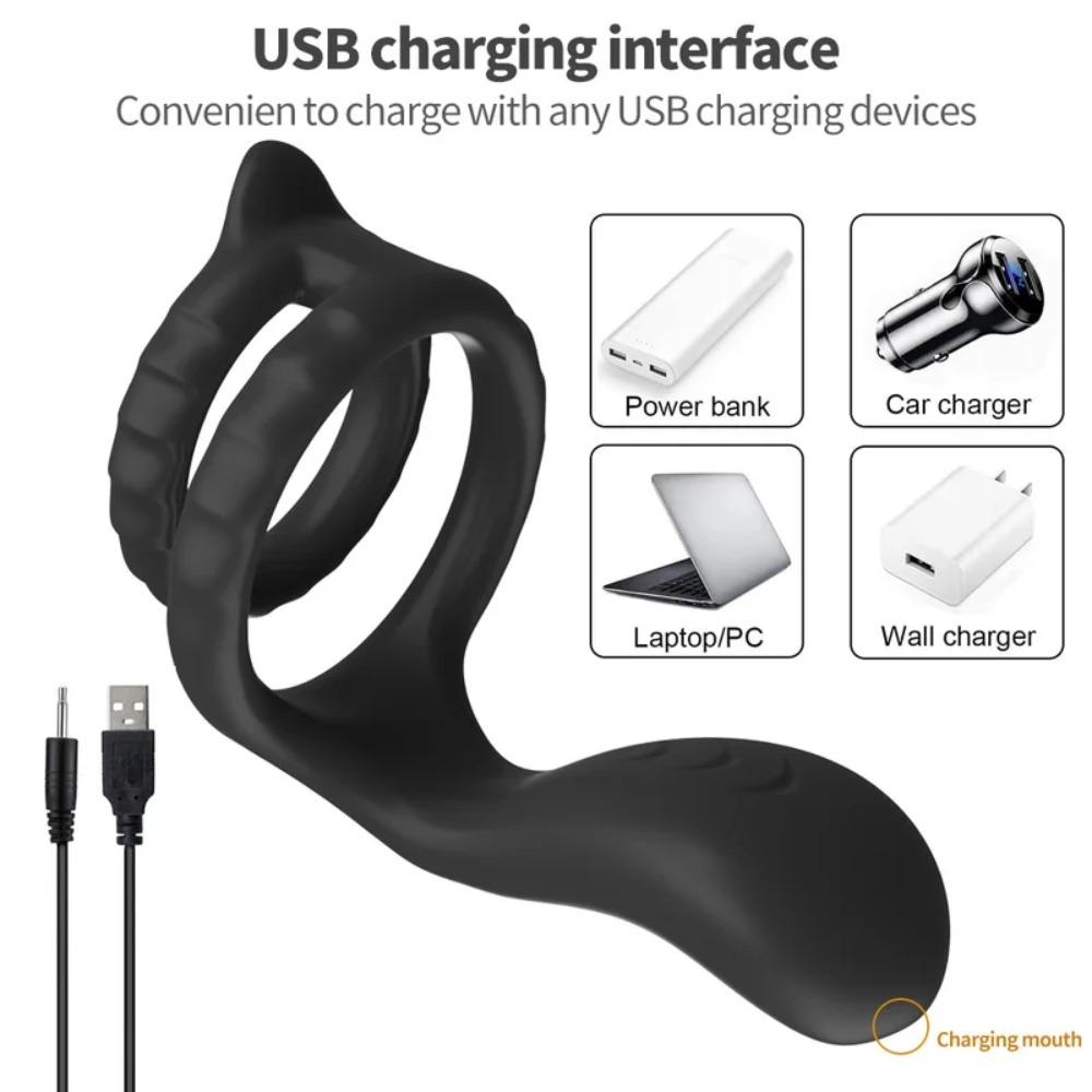 Penis Ring Vibrator Cock Rings Penis Sleeve Ejaculation Delay Male Chastity Sex Toys for Men Couple Anal Butt Plug Adult Goods