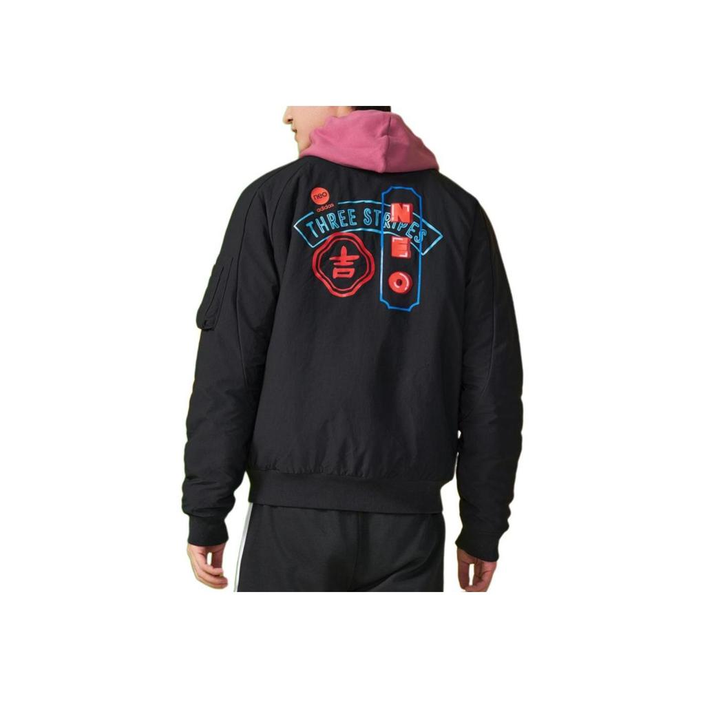 Adidas Neo SW GR Bomber Jacket Year Of The Tiger Limited Edition Warm Winter Coat Men Outerwear Black HC9727