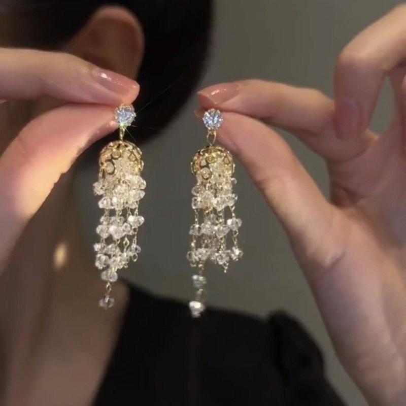 Temperament  Pendant Earring Elegant Jellyfish Tassels Charm Earrings Fashion Small Hoop Earrings Party Jewelry