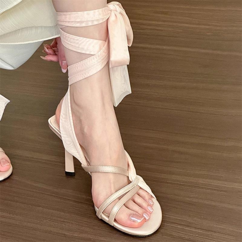 2025 Spring and Autumn New Fashion Versatile Fairy Style Straps Internet Celebrity Open-toed High-heeled Sandals Women's High Heels Outside
