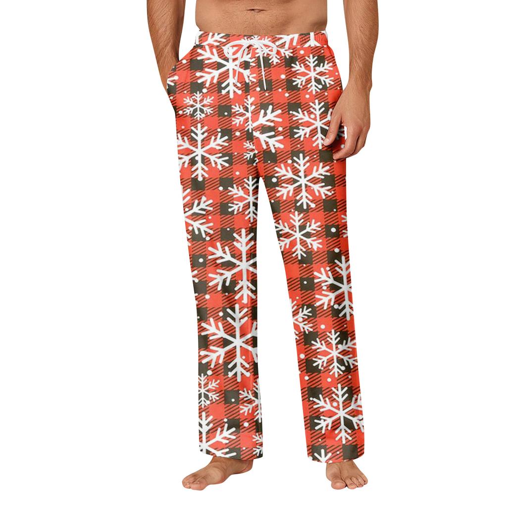 Herren Weihnachten Print Tasche Bequeme Freizeit Hose Zuhause Schlafhose
