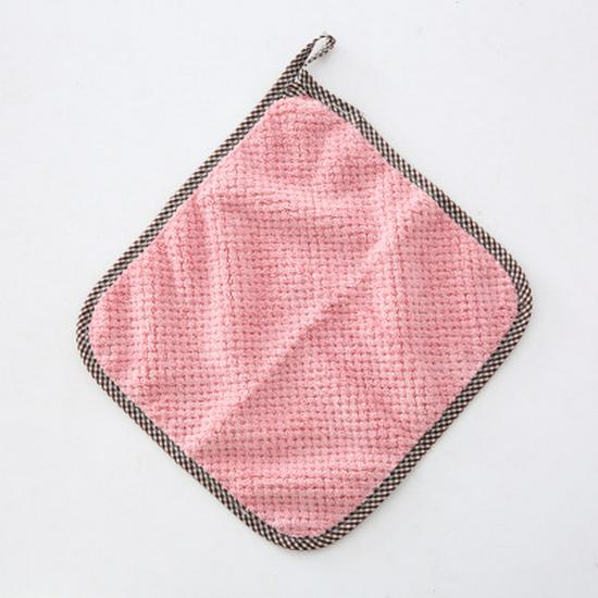 Double-Sided Checkered Coral Fleece Dish Towel - Lint-Free, Water Absorbent, Non-Stick Oil